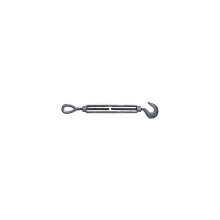 BARON 16-1/2X6 Turnbuckle, 1500 Lb Weight Capacity, Hook Fitting A, Eye Fitting B, Galvanized Steel